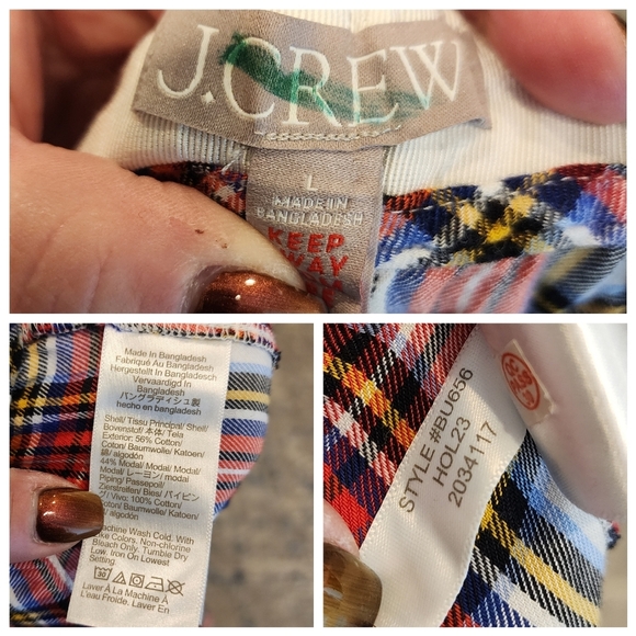 J. Crew Flannel Pajama Pant White Stewart Tartan Plaid Size Large - Picture 4 of 12